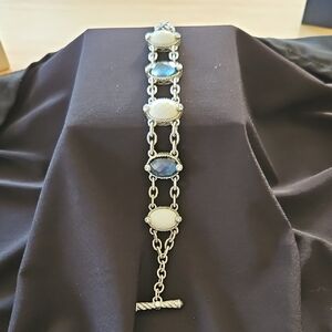 Judith Ripka White Agate And Blue Quartz Sterling Silver Bracelet
